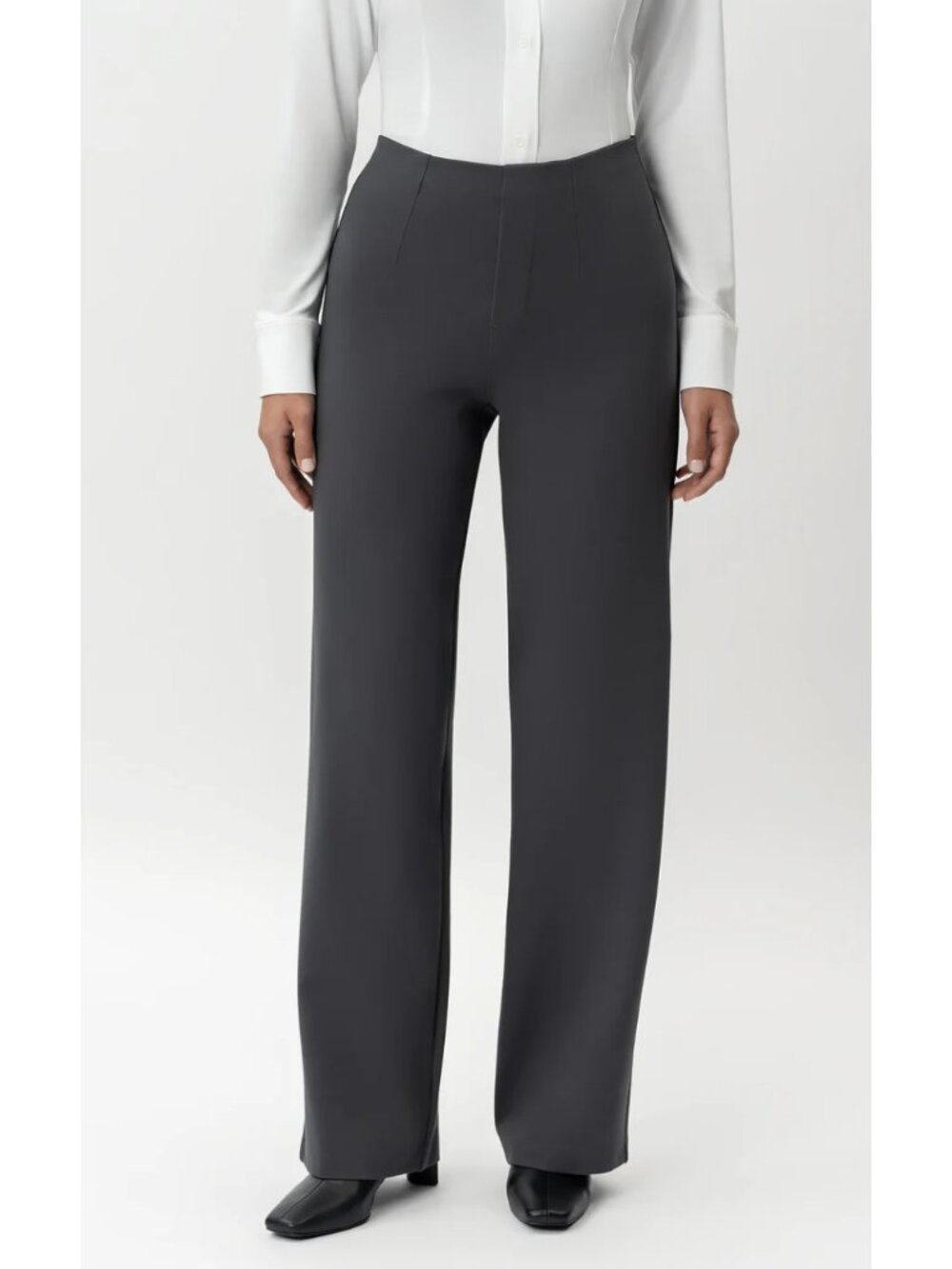 NINEPINE Tailored Ponte Relaxed Trouser Dark Gray Sml Office Minimalist Academia